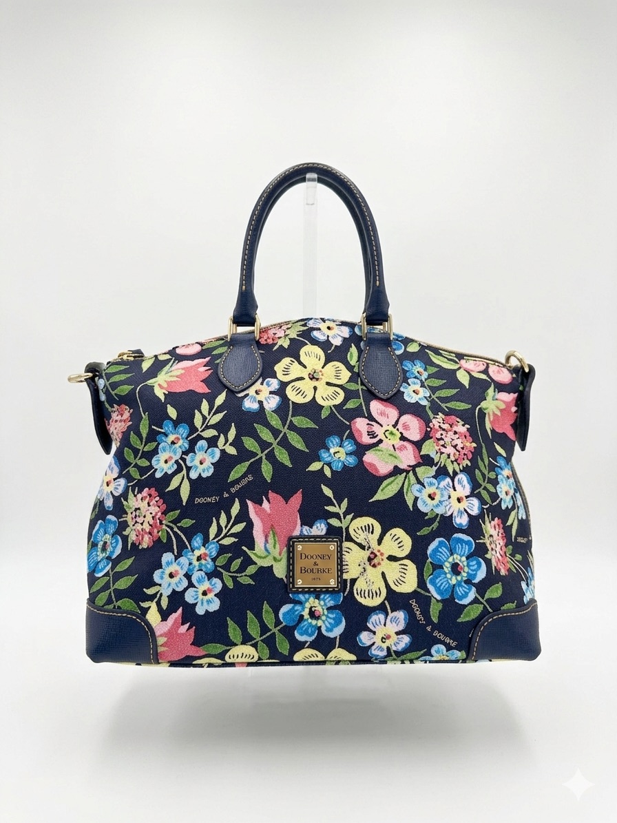 Dooney & Bourke Botanical Domed Satchel. Navy Midnight Garden Floral J12818886